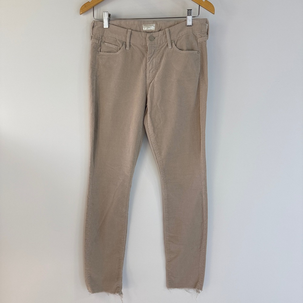 Mother Looker Ankle Fray Pants Women 28 Grey Mist Corduroy Skinny Raw Hem